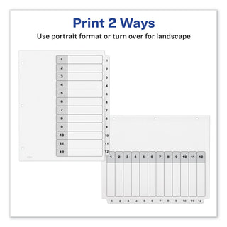 Avery® Customizable TOC Ready Index Black and White Dividers, 12-Tab, Letter (AVE11140)