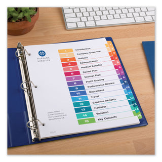 Avery® Customizable TOC Ready Index Multicolor Dividers, 15-Tab, Letter (AVE11143)