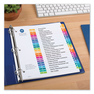 Avery® Customizable TOC Ready Index Multicolor Dividers, 26-Tab, Letter (AVE11125)
