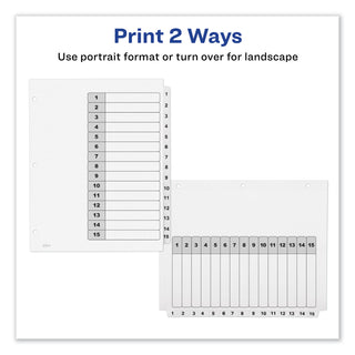 Avery® Customizable TOC Ready Index Black and White Dividers, 15-Tab, Letter (AVE11142)