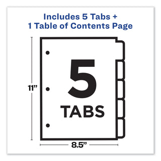 Avery® Customizable TOC Ready Index Black and White Dividers, 5-Tab, Letter (AVE11130)