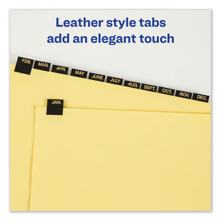 Avery® Preprinted Black Leather Tab Dividers w/Gold Reinforced Edge, 12-Tab, Ltr (AVE11351)