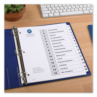 Avery® Customizable TOC Ready Index Black and White Dividers, 15-Tab, Letter (AVE11142)