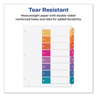 Avery® Customizable TOC Ready Index Multicolor Dividers, 8-Tab, Letter, 6 Sets (AVE11186)