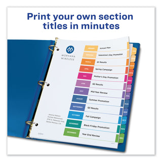 Avery® Customizable TOC Ready Index Multicolor Dividers, 12-Tab, Letter (AVE11127)