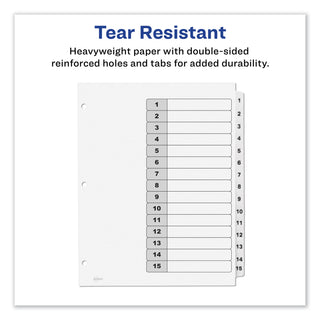 Avery® Customizable TOC Ready Index Black and White Dividers, 15-Tab, Letter (AVE11142)
