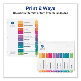 Avery® Customizable TOC Ready Index Multicolor Dividers, 10-Tab, Letter (AVE11135)