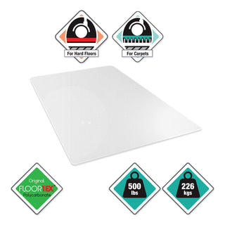 Floortex® Cleartex MegaMat Heavy-Duty Polycarbonate Mat for Hard Floor/All Carpet, 46 x 53, Clear (FLRM121345ER)