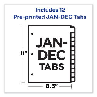 Avery® Preprinted Black Leather Tab Dividers w/Gold Reinforced Edge, 12-Tab, Ltr (AVE11351)