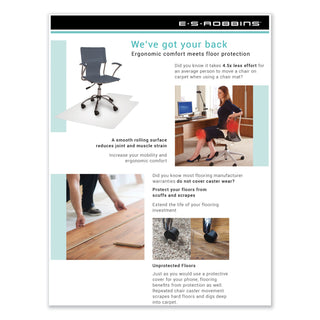 ES Robbins® Task Series AnchorBar Chair Mat for Carpet up to 0.25", 46 x 60, Clear (ESR120321)