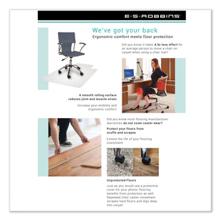 ES Robbins® EverLife Chair Mats for Medium Pile Carpet With Lip, 36 x 48, Clear (ESR122073)