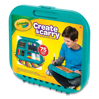 Crayola® Create N' Carry Case, Combo Art Storage Case and Lap Desk, 75 Pieces (CYO046814)