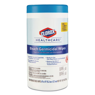 Clorox Healthcare® Bleach Germicidal Wipes, 6 x 5, Unscented, 150/Canister, 6 Canisters/Carton (CLO30577)