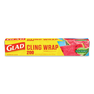 Glad® ClingWrap Plastic Wrap - 11.63" x 198 ft Length - Moisture Proof, BPA Free, Microwave Safe - Plastic - Clear (CLO00020EA)