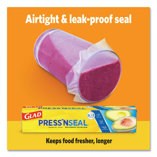 Glad® Press'n Seal Food Plastic Wrap, 11.80" x 71.10 ft Length, Durable, Freezer Safe, Microwave Safe, Cutting Edge, Plastic, Clear (CLO70441)