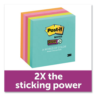 Post-it® Pads in Supernova Neon Collection Colors, 3" x 3", 90 Sheets/Pad, 5 Pads/Pack (MMM6545SSMIA)