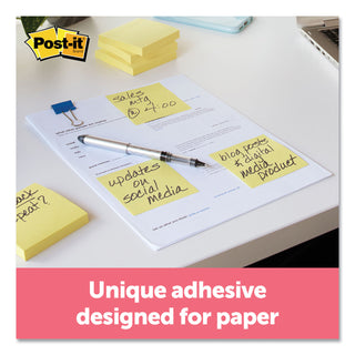 Post-it® Original Pads in Canary Yellow, 3" x 3", 100 Sheets/Pad, 12 Pads/Pack (MMM654YW)