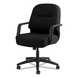 HON® Pillow-Soft 2090 Series Managerial Mid-Back Swivel/Tilt Chair, Supports up to 300 lbs., Black Seat/Black Back, Black Base (HON2092CU10T)
