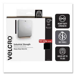 VELCRO® Industrial-Strength Heavy-Duty Fasteners with Dispenser Box, 2" x 15 ft, Black (VEK90197)