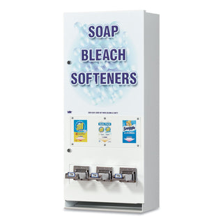 Vend-Rite Coin-Operated Soap Vender, 3-Column, 16.25" x 37.75" x 9.5", White/Blue (VEN394100)