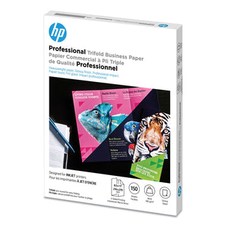 HP Professional Trifold Business Paper, 48 lb, 8.5 x 11, Glossy White, 150/Pack (HEW4WN12A)