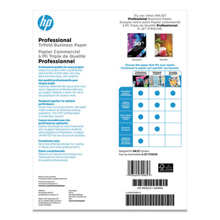 HP Professional Trifold Business Paper, 48 lb, 8.5 x 11, Glossy White, 150/Pack (HEW4WN12A)