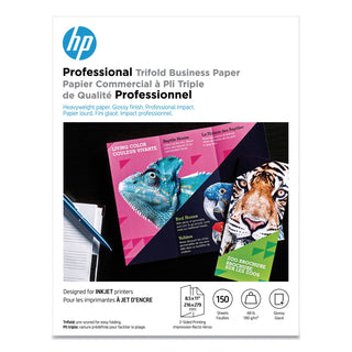 HP Professional Trifold Business Paper, 48 lb, 8.5 x 11, Glossy White, 150/Pack (HEW4WN12A)
