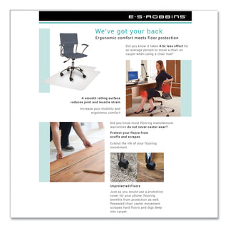ES Robbins® Floor+Mate, For Hard Floor to Medium Pile Carpet up to 0.75", 46 x 48, Clear (ESR121442)
