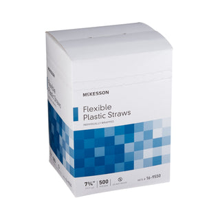 McKesson Flexible Drinking Straw 7-3/4 Inch Length White Individually Wrapped (485517_CS)