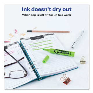 Avery® HI-LITER Desk-Style Highlighters, Chisel Tip, Fluorescent Green, Dozen (AVE24020)