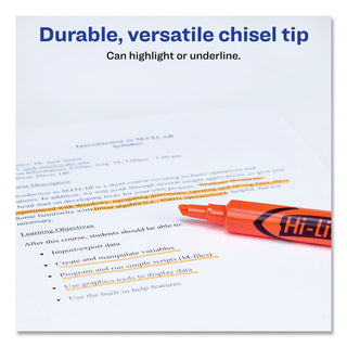 Avery® HI-LITER Desk-Style Highlighters, Chisel Tip, Fluorescent Orange, Dozen (AVE24050)