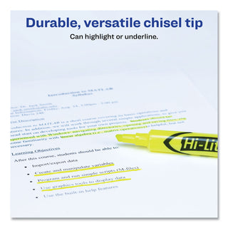 Avery® HI-LITER Desk-Style Highlighters, Chisel Tip, Fluorescent Yellow, Dozen (AVE24000)