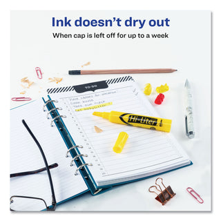 Avery® HI-LITER Desk-Style Highlighters, Chisel Tip, Yellow, Dozen (AVE07742)