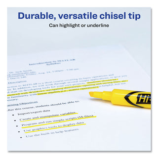 Avery® HI-LITER Desk-Style Highlighters, Chisel Tip, Yellow, Dozen (AVE07742)