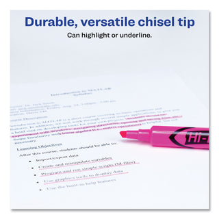 Avery® HI-LITER Desk-Style Highlighters, Chisel Tip, Fluorescent Pink, Dozen (AVE24010)