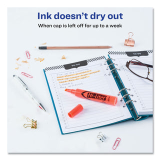 Avery® HI-LITER Desk-Style Highlighters, Chisel Tip, Fluorescent Orange, Dozen (AVE24050)