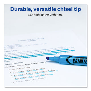Avery® HI-LITER Desk-Style Highlighters, Chisel Tip, Fluorescent Blue, Dozen (AVE24016)