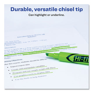 Avery® HI-LITER Desk-Style Highlighters, Chisel Tip, Fluorescent Green, Dozen (AVE24020)