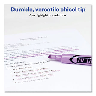 Avery® HI-LITER Desk-Style Highlighters, Chisel Tip, Fluorescent Purple, Dozen (AVE24060)