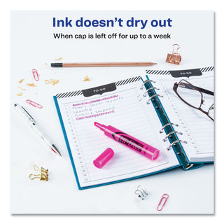 Avery® HI-LITER Desk-Style Highlighters, Chisel Tip, Fluorescent Pink, Dozen (AVE24010)