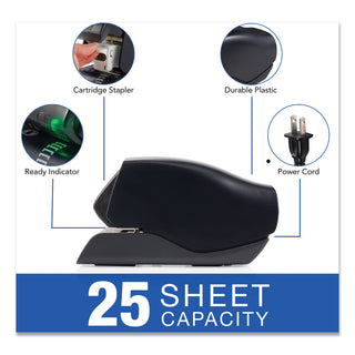 Swingline® Desktop Cartridge Electric Stapler with LED Guide, 25-Sheet Capacity, Black (SWI50202)