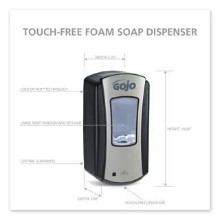 GOJO® LTX-12 Touch Free Foam Soap Dispenser, Chrome Black (GOJ191904)