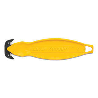 Klever Koncept™ Safety Cutter, 5.75" Handle, Yellow, 10/Pack (KLVKCJ2Y)