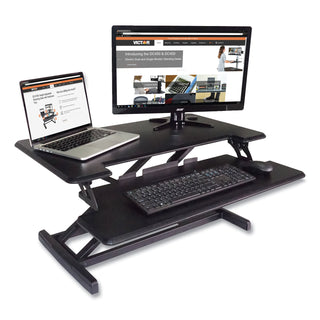 Victor® High Rise Height Adjustable Compact Standing Desk with Keyboard Tray, 32.5" x 25" x 19", Black (VCTDCX610)