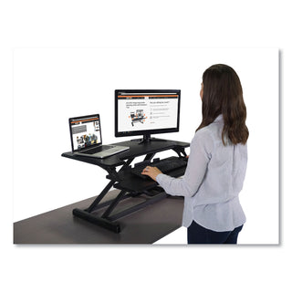 Victor® High Rise Height Adjustable Compact Standing Desk with Keyboard Tray, 32.5" x 25" x 19", Black (VCTDCX610)