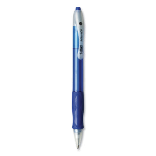 BIC® Velocity Retractable Ballpoint Pen, 1mm, Blue Ink, Trans Blue Barrel, Dozen (BICVLG11BE)