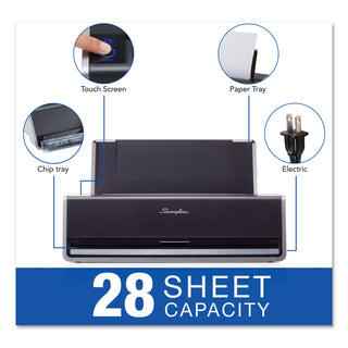 Swingline® 28-Sheet Commercial Electric Three-Hole Punch, 9/32" Holes, Silver - Platinum (SWI74535)