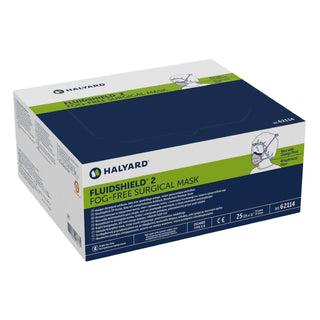 FluidShield Surgical Mask with Eye Shield Anti-fog Foam ASTM F2100-11 Level 2 Tie Closure One Size Fits Most (199537_BX)