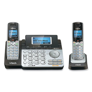 Vtech® DS6151-2 Two-Handset Two-Line Cordless Phone with Answering System, Black/Silver (VTE80088300)