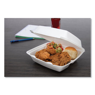 Dart® Foam Container, Hinged Lid, 3-Comp, 8 3/8 x 7 7/8 x 3 1/4, 200/Carton (DRC85HT3R)